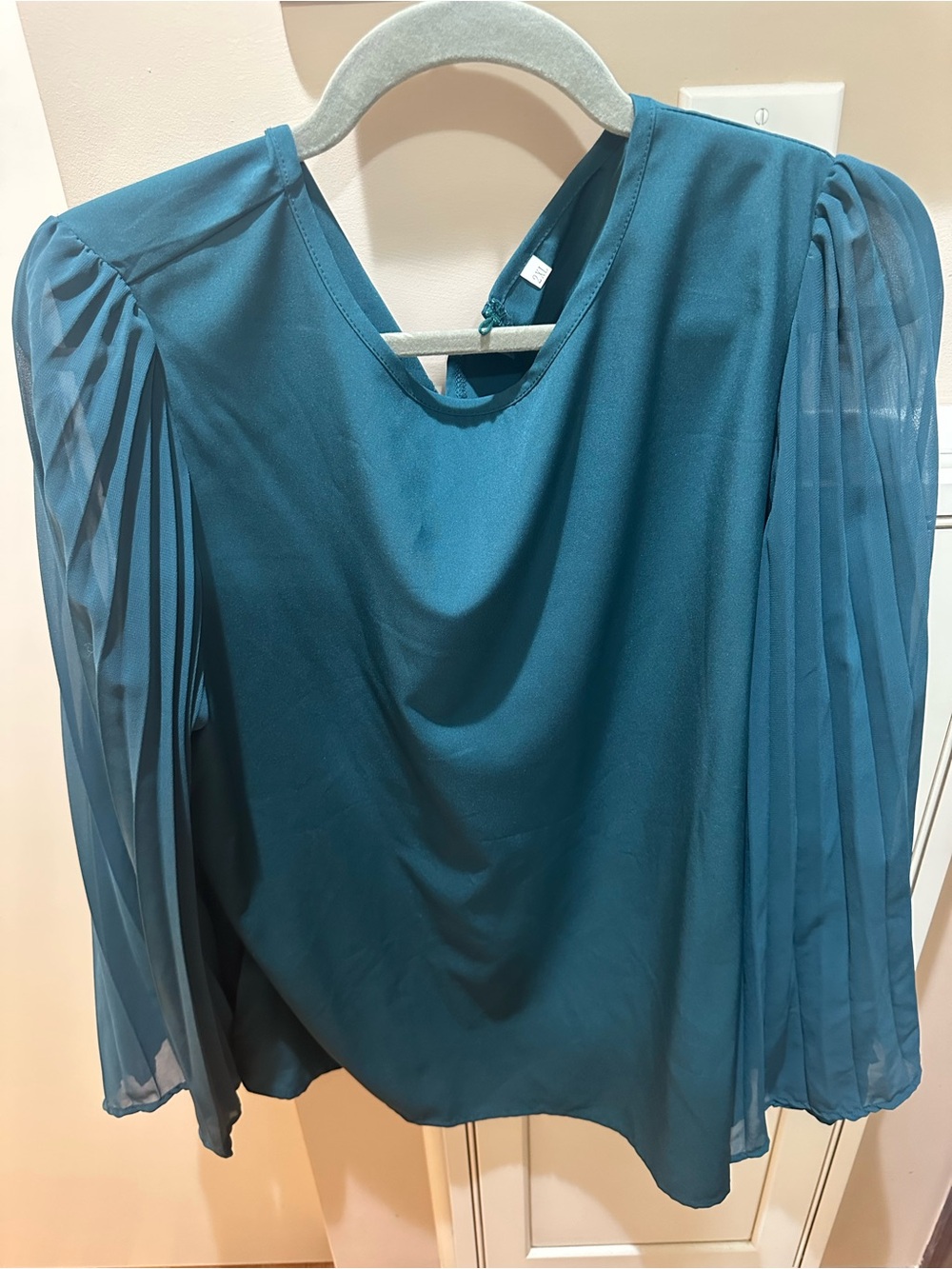 Teal Pleated Sleeve Blouse - Women Tops